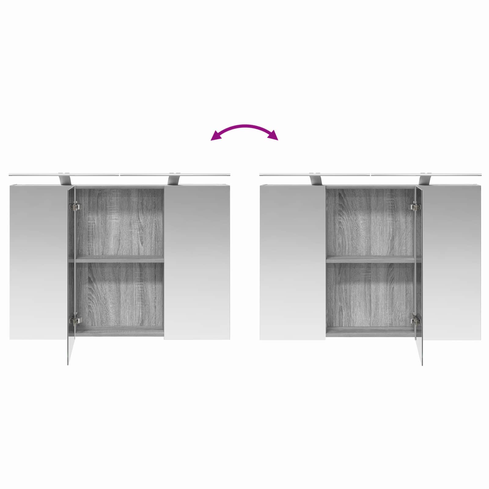 Badkamer spiegelkast met plank Grijs Sonoma 100 x 14,5 x 70 cm