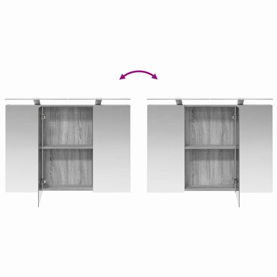 Badkamer spiegelkast met plank Grijs Sonoma 100 x 14,5 x 70 cm
