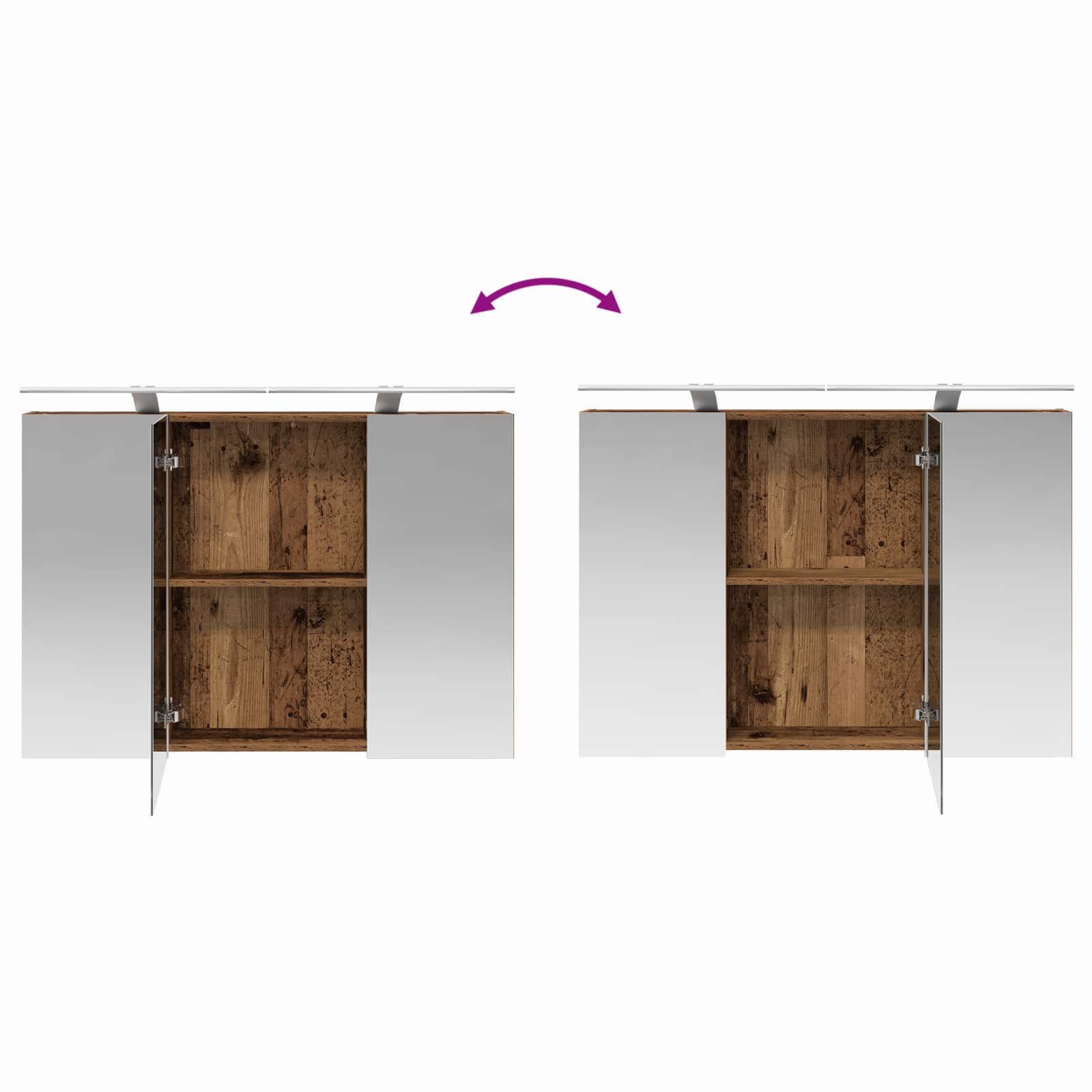 Badkamer spiegelkast Oudhout 100 x 14,5 x 70 cm Bewerkt hout