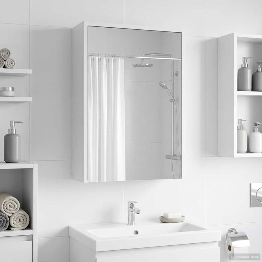 Badkamer spiegelkast Wit 43 x 16 x 62.5 cm Bewerkt hout