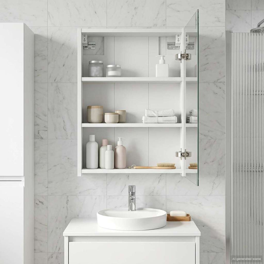 Badkamer spiegelkast Wit 43 x 16 x 62.5 cm Bewerkt hout