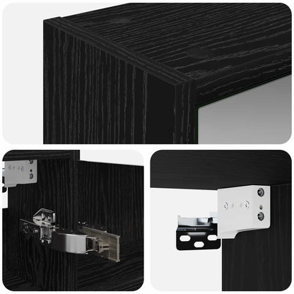 Badkamer spiegelkast Zwart Eiken 43 x 16 x 62.5 cm Bewerkt hout