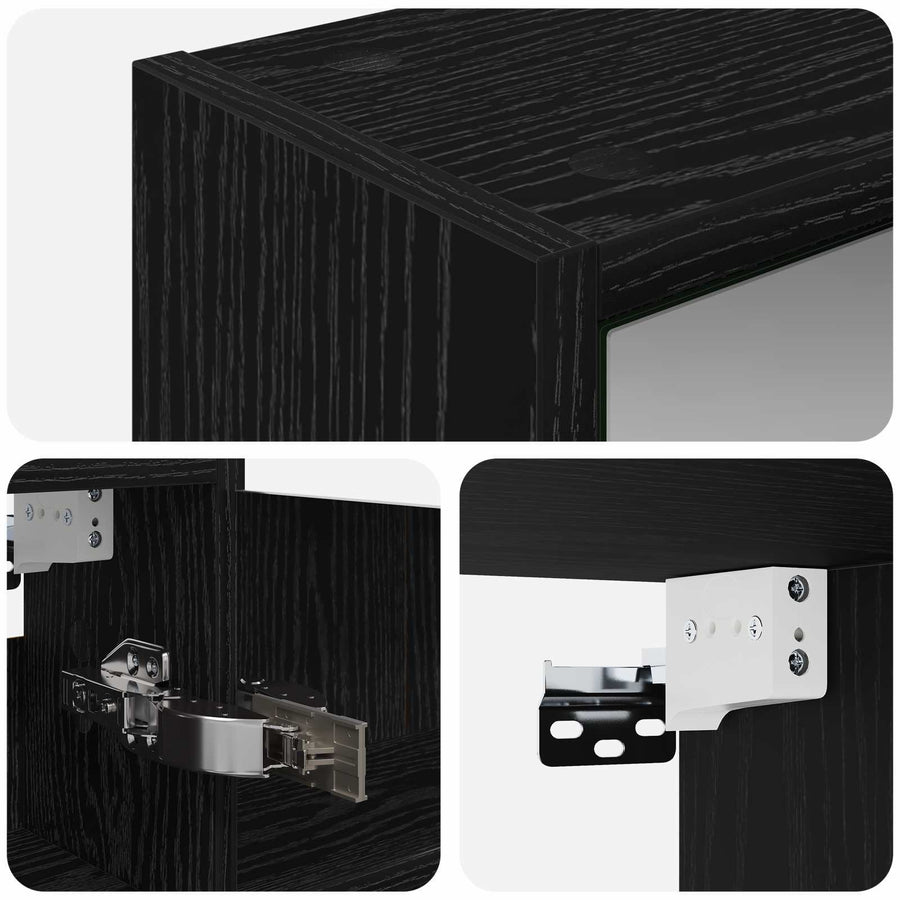 Badkamer spiegelkast Zwart Eiken 43 x 16 x 62.5 cm Bewerkt hout