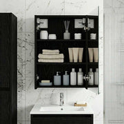 Badkamer spiegelkast 43x16x62.5 cm zwart eiken bewerkt hout