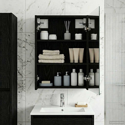 Badkamer spiegelkast Zwart Eiken 43 x 16 x 62.5 cm Bewerkt hout
