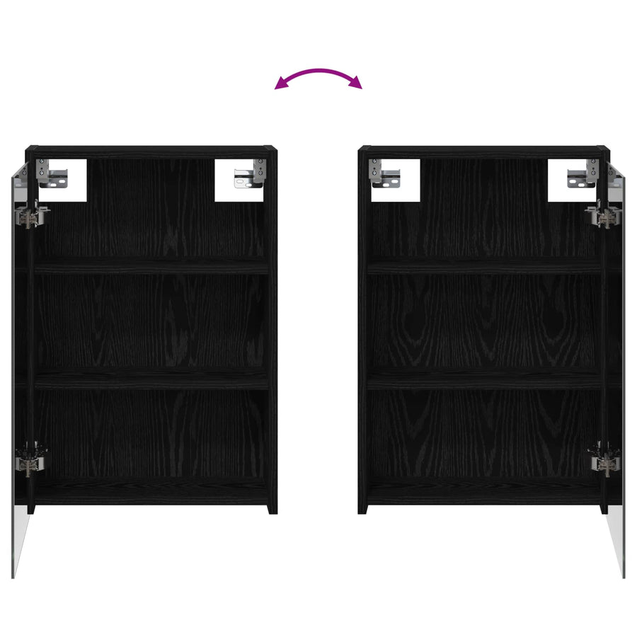 Badkamer spiegelkast Zwart Eiken 43 x 16 x 62.5 cm Bewerkt hout