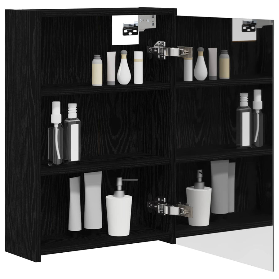Badkamer spiegelkast Zwart Eiken 43 x 16 x 62.5 cm Bewerkt hout