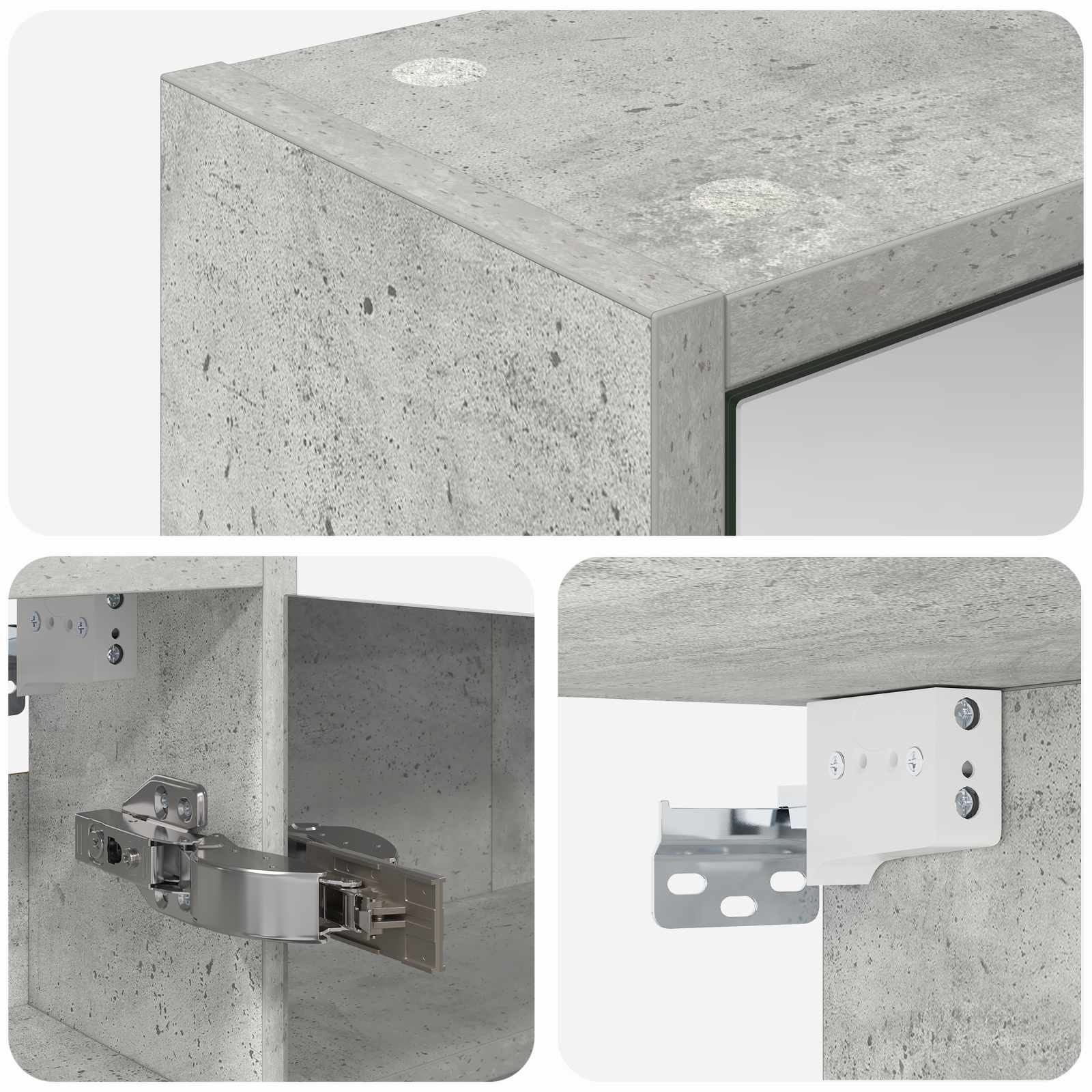 Badkamer spiegelkast Beton Grijs 43 x 16 x 62.5 cm Bewerkt hout