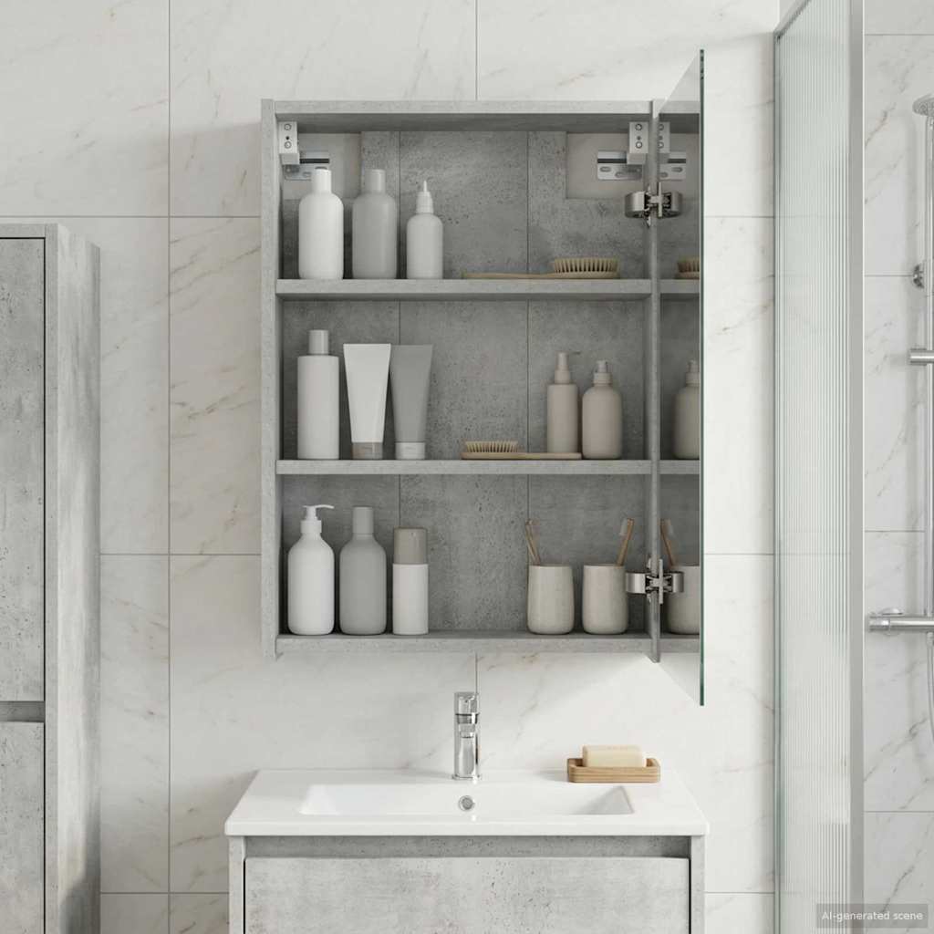 Badkamer spiegelkast Beton Grijs 43 x 16 x 62.5 cm Bewerkt hout