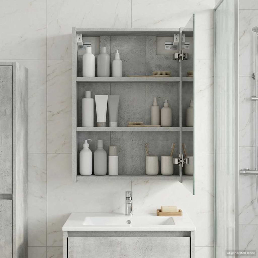 Badkamer spiegelkast Beton Grijs 43 x 16 x 62.5 cm Bewerkt hout