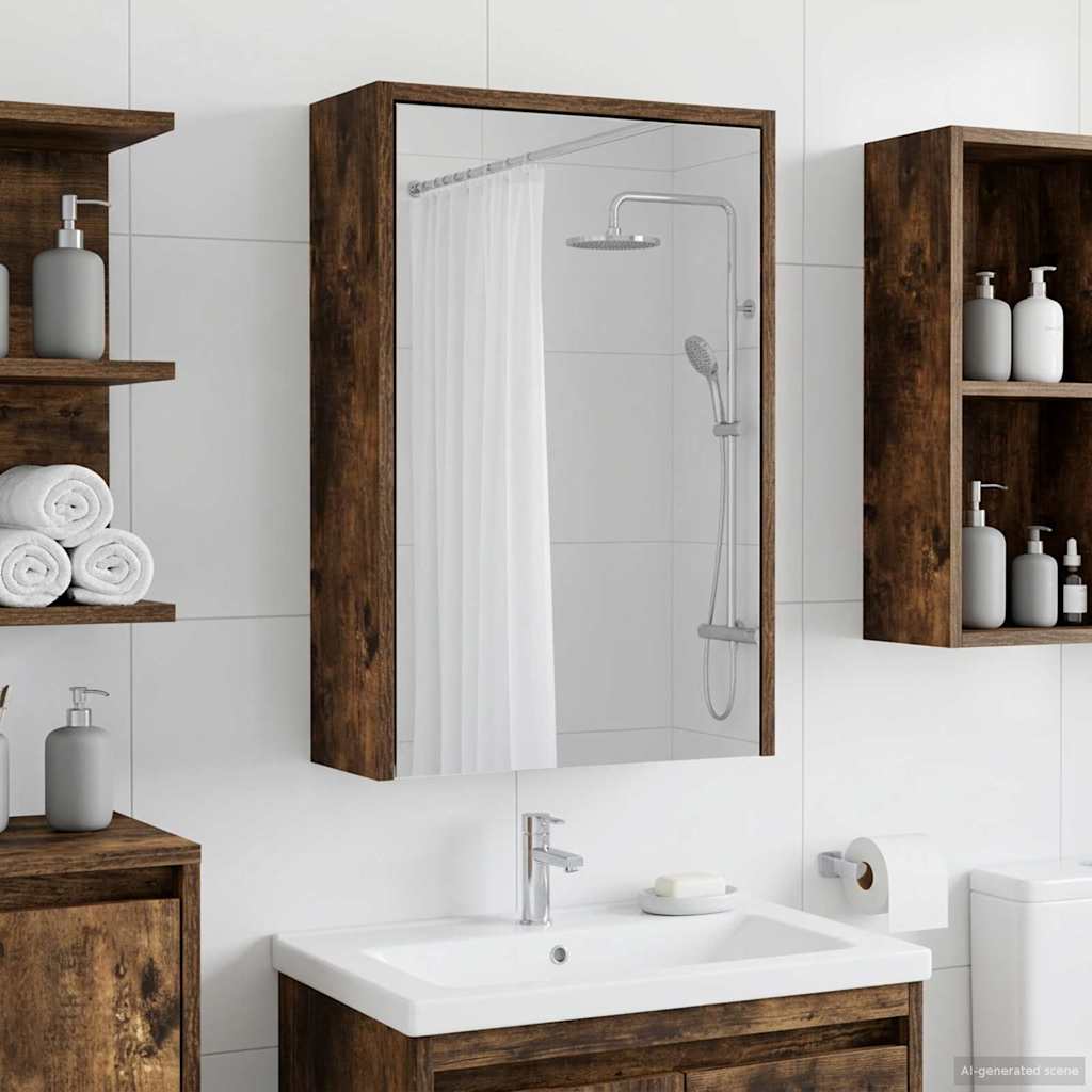 Badkamer spiegelkast met plank Gerookt eiken 43 x 16 x 62.5 cm