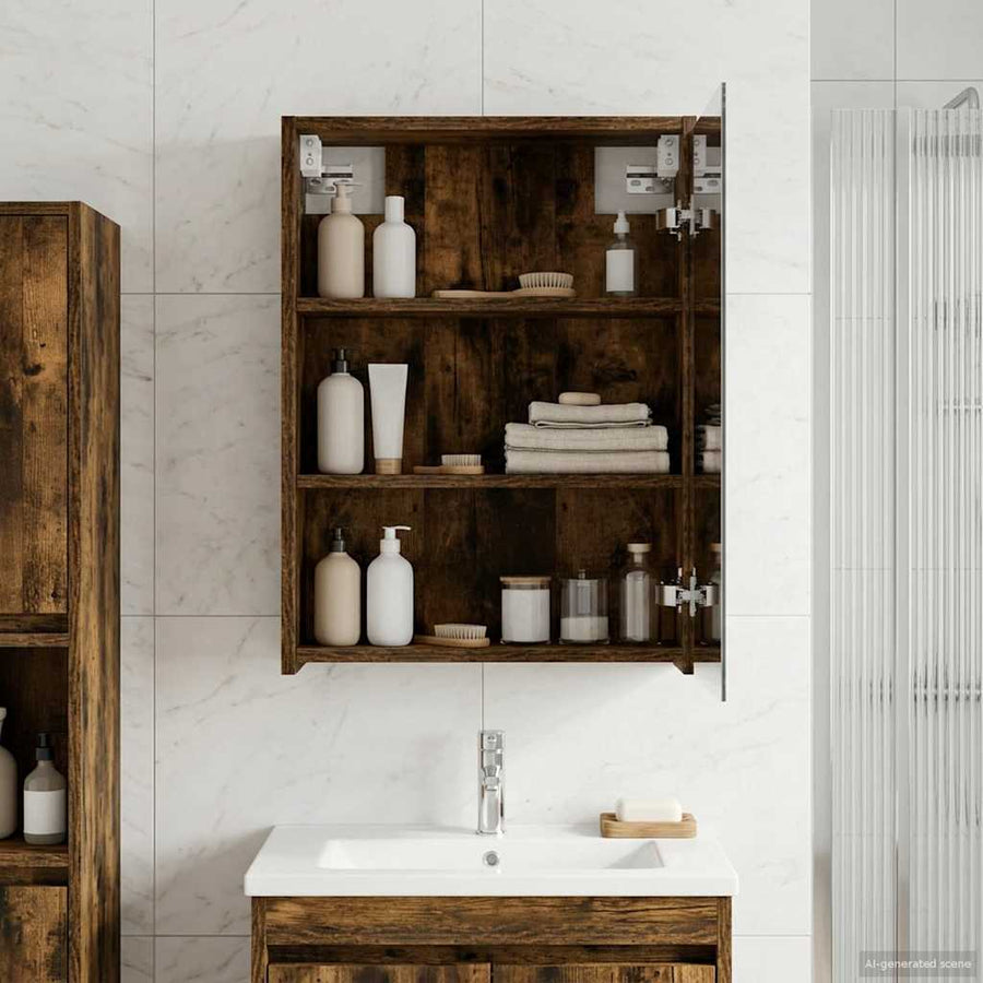 Badkamer spiegelkast met plank Gerookt eiken 43 x 16 x 62.5 cm