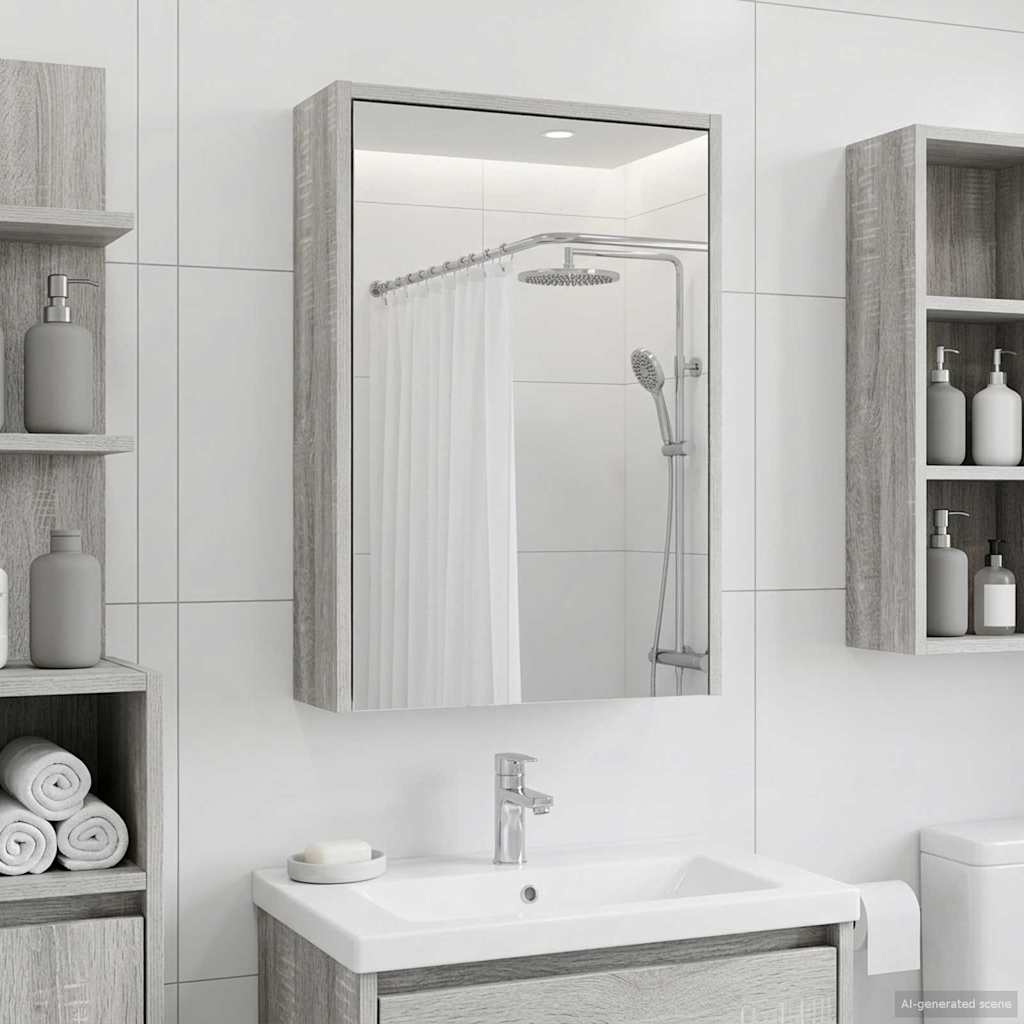 Badkamer spiegelkast met plank Grijs Sonoma 43 x 16 x 62.5 cm
