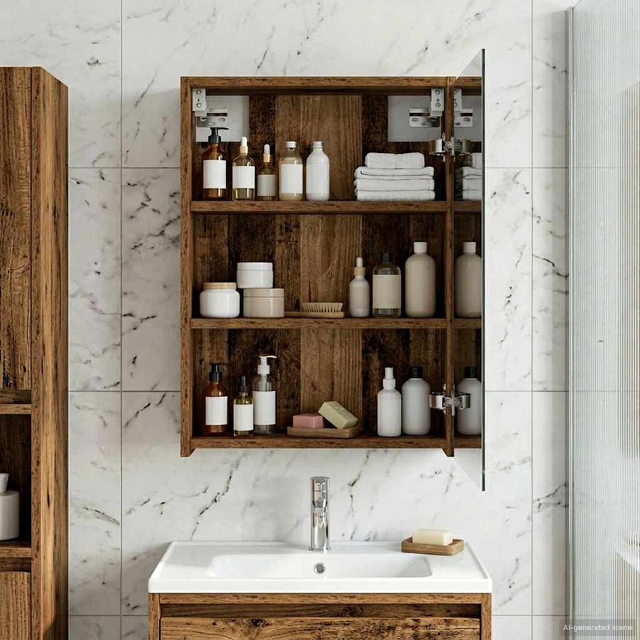 Badkamer spiegelkast Oudhout 43 x 16 x 62.5 cm Bewerkt hout