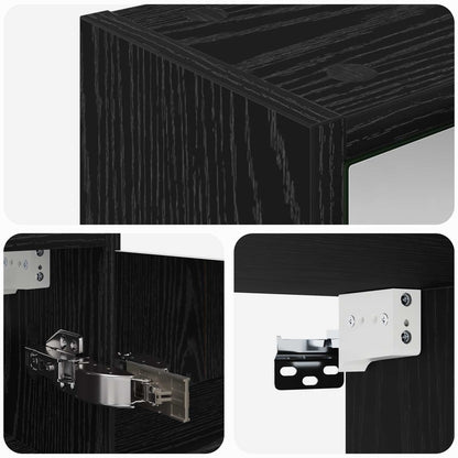 Badkamer spiegelkast Zwart Eiken 43 x 16 x 62.5 cm Bewerkt hout