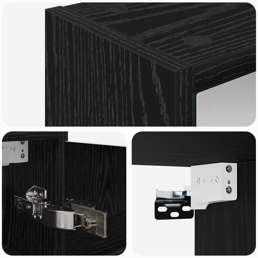 Badkamer spiegelkast Zwart Eiken 43 x 16 x 62.5 cm Bewerkt hout