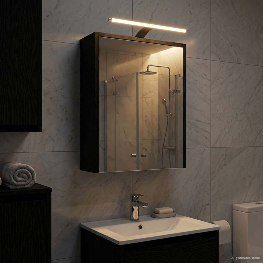 Badkamer spiegelkast Zwart Eiken 43 x 16 x 62.5 cm Bewerkt hout