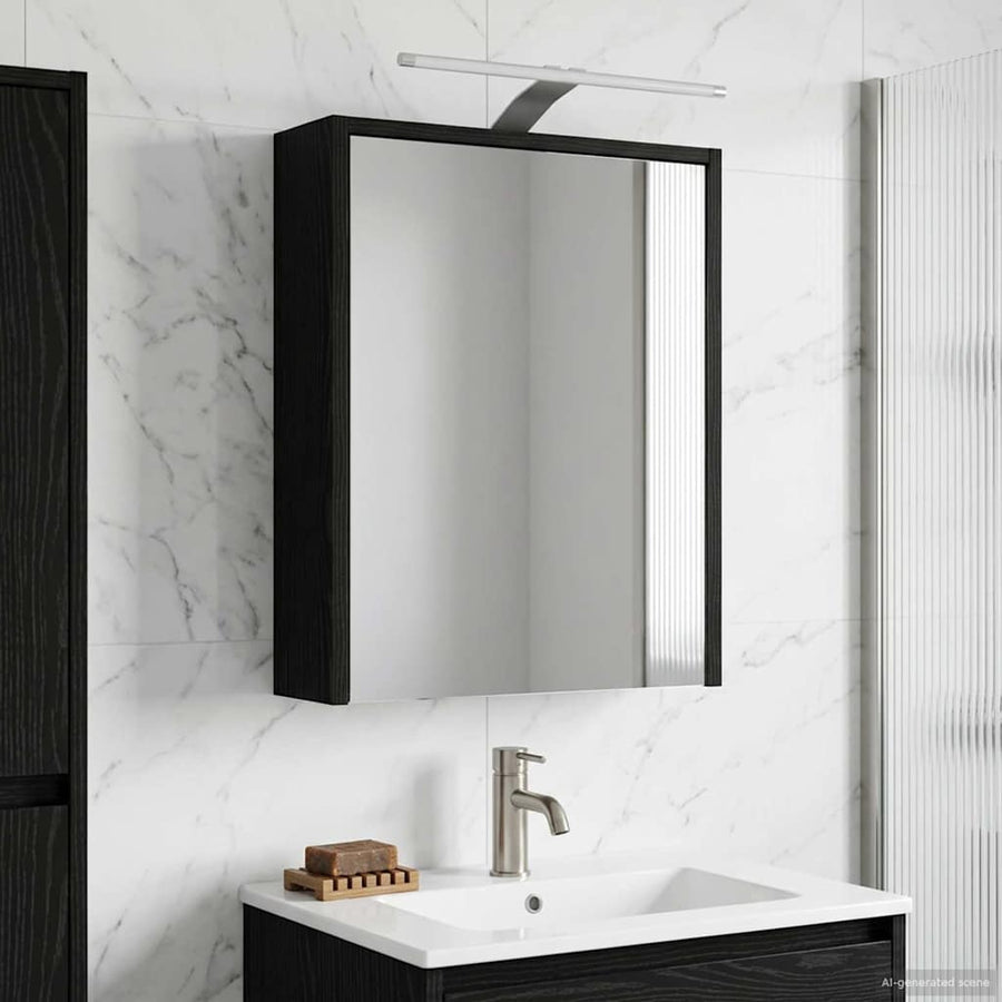 Badkamer spiegelkast Zwart Eiken 43 x 16 x 62.5 cm Bewerkt hout