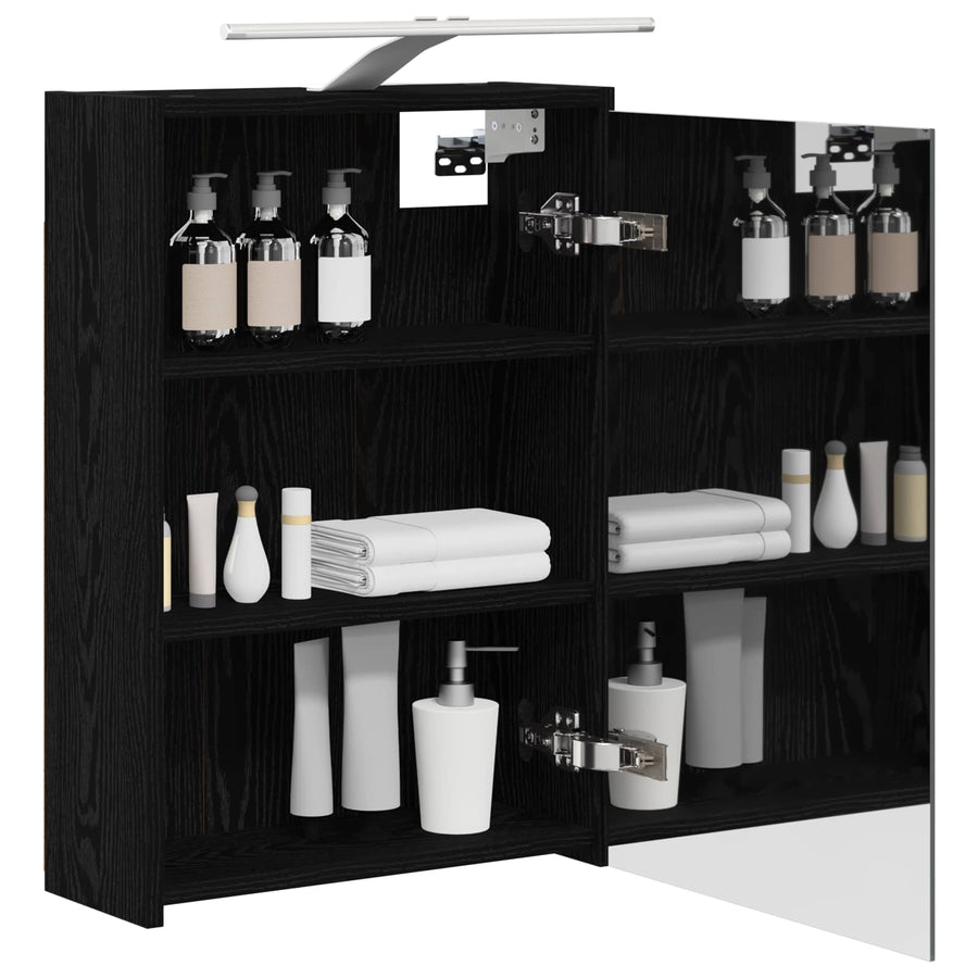 Badkamer spiegelkast Zwart Eiken 43 x 16 x 62.5 cm Bewerkt hout