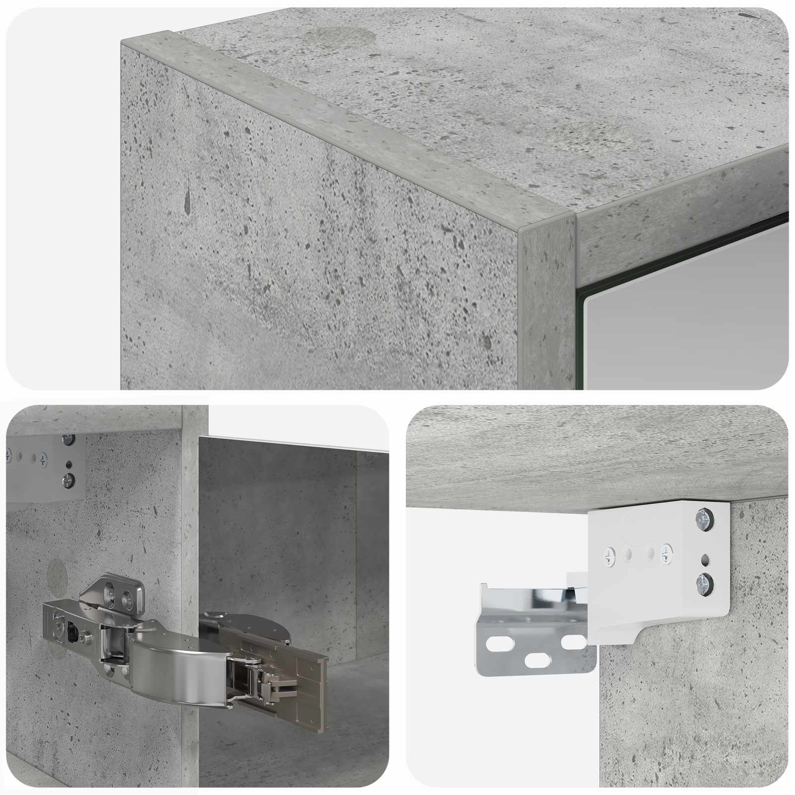 Badkamer spiegelkast Beton Grijs 43 x 16 x 62.5 cm Bewerkt hout