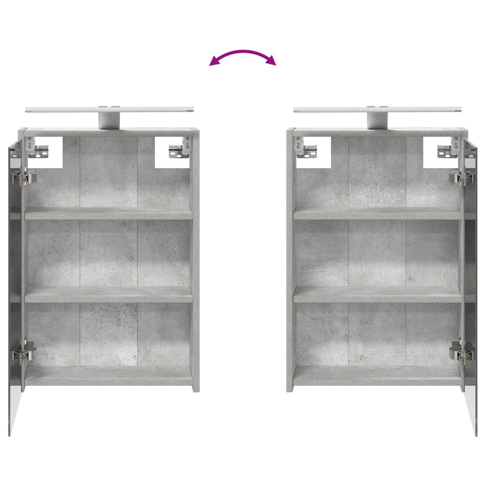 Badkamer spiegelkast Beton Grijs 43 x 16 x 62.5 cm Bewerkt hout