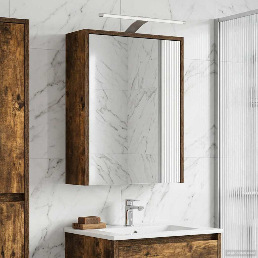 Badkamer spiegelkast met plank Gerookt eiken 43 x 16 x 62.5 cm