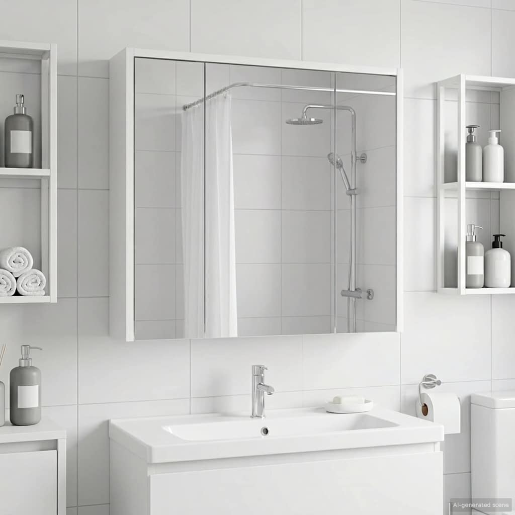 Badkamer spiegelkast voor Wit 63,5 x 16 x 62,5 cm Bewerkt hout