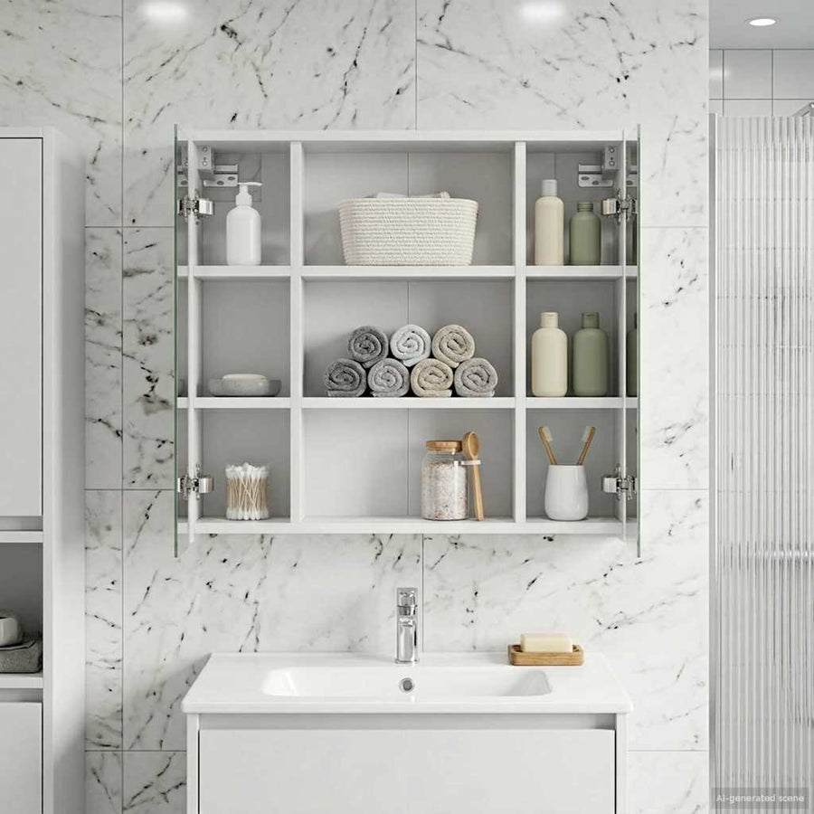 Badkamer spiegelkast voor Wit 63,5 x 16 x 62,5 cm Bewerkt hout