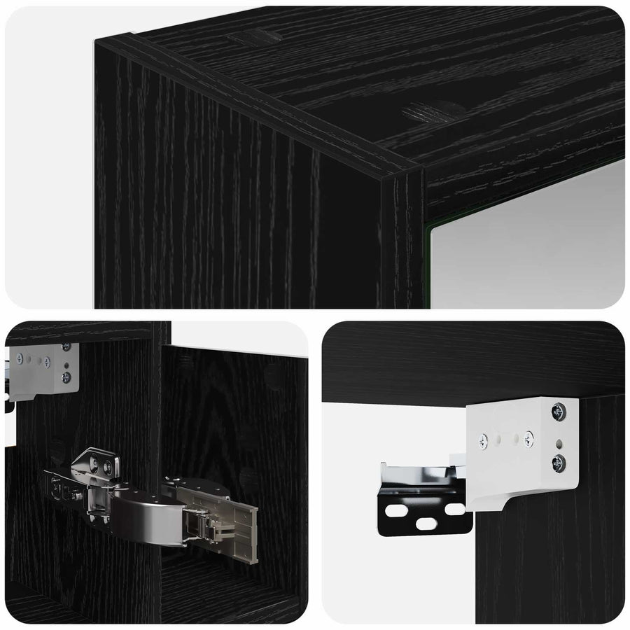 Badkamer spiegelkast Zwart Eiken 63,5 x 16 x 62,5 cm
