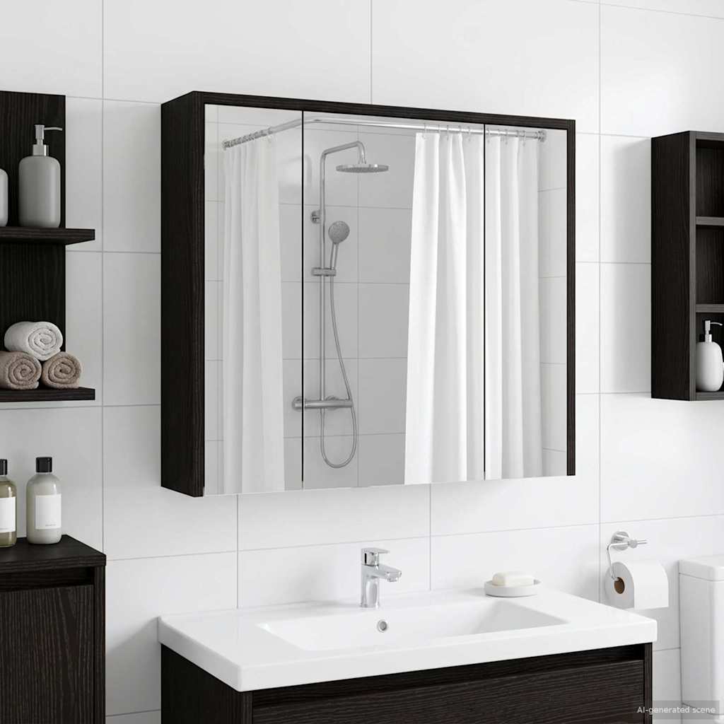 Badkamer spiegelkast Zwart Eiken 63,5 x 16 x 62,5 cm