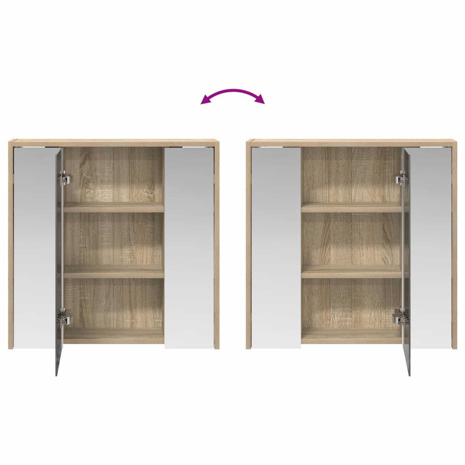 Badkamer spiegelkast Sonoma Eiken 63,5 x 16 x 62,5 cm