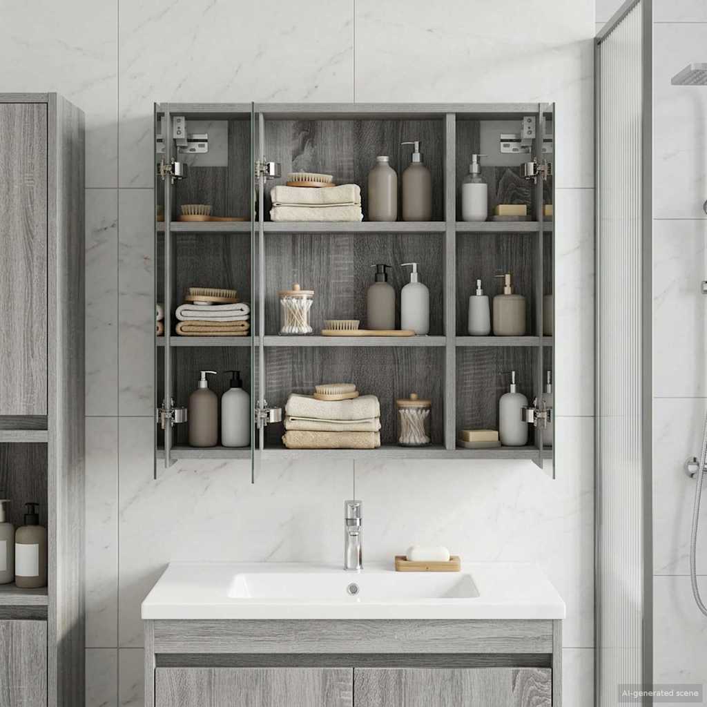 Badkamer spiegelkast Grijs Sonoma 63,5 x 16 x 62,5 cm