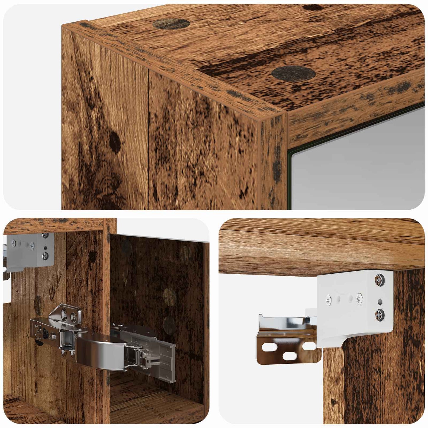 Badkamer spiegelkast Oudhout 63,5 x 16 x 62,5 cm Bewerkt hout