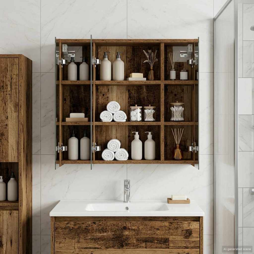 Badkamer spiegelkast Oudhout 63,5 x 16 x 62,5 cm Bewerkt hout