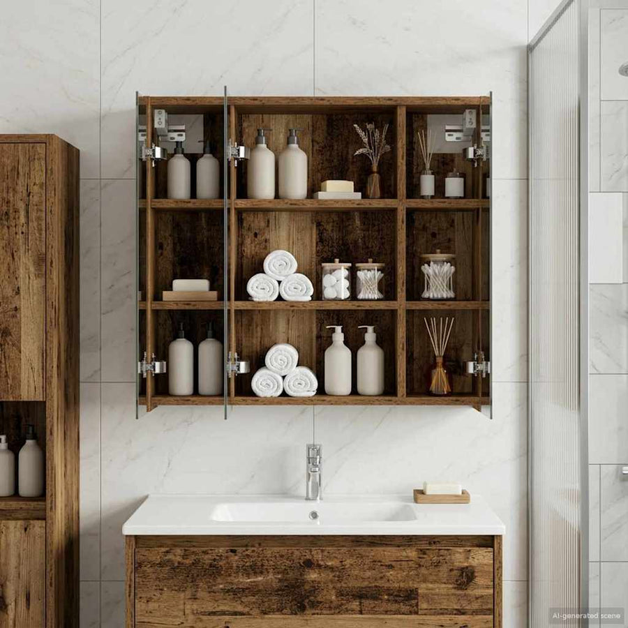 Badkamer spiegelkast Oudhout 63,5 x 16 x 62,5 cm Bewerkt hout