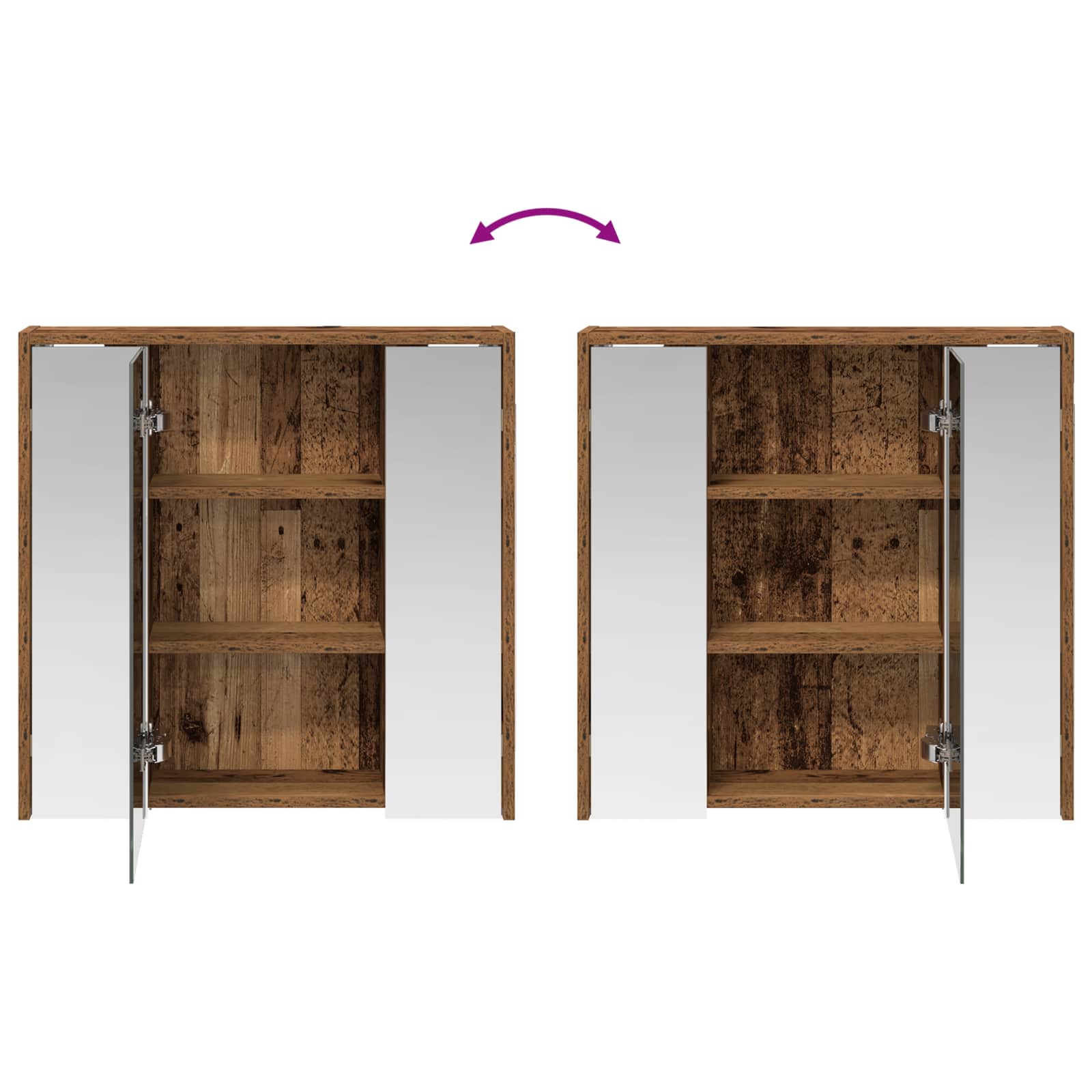 Badkamer spiegelkast Oudhout 63,5 x 16 x 62,5 cm Bewerkt hout