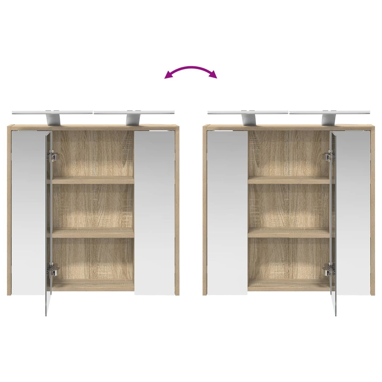 Badkamer spiegelkast Sonoma Eiken 63,5 x 16 x 62,5 cm