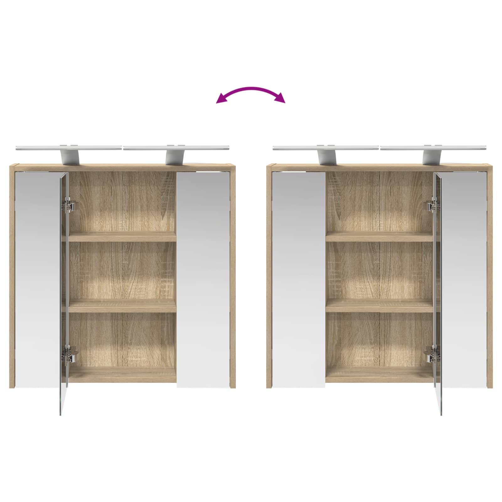 Badkamer spiegelkast Sonoma Eiken 63,5 x 16 x 62,5 cm