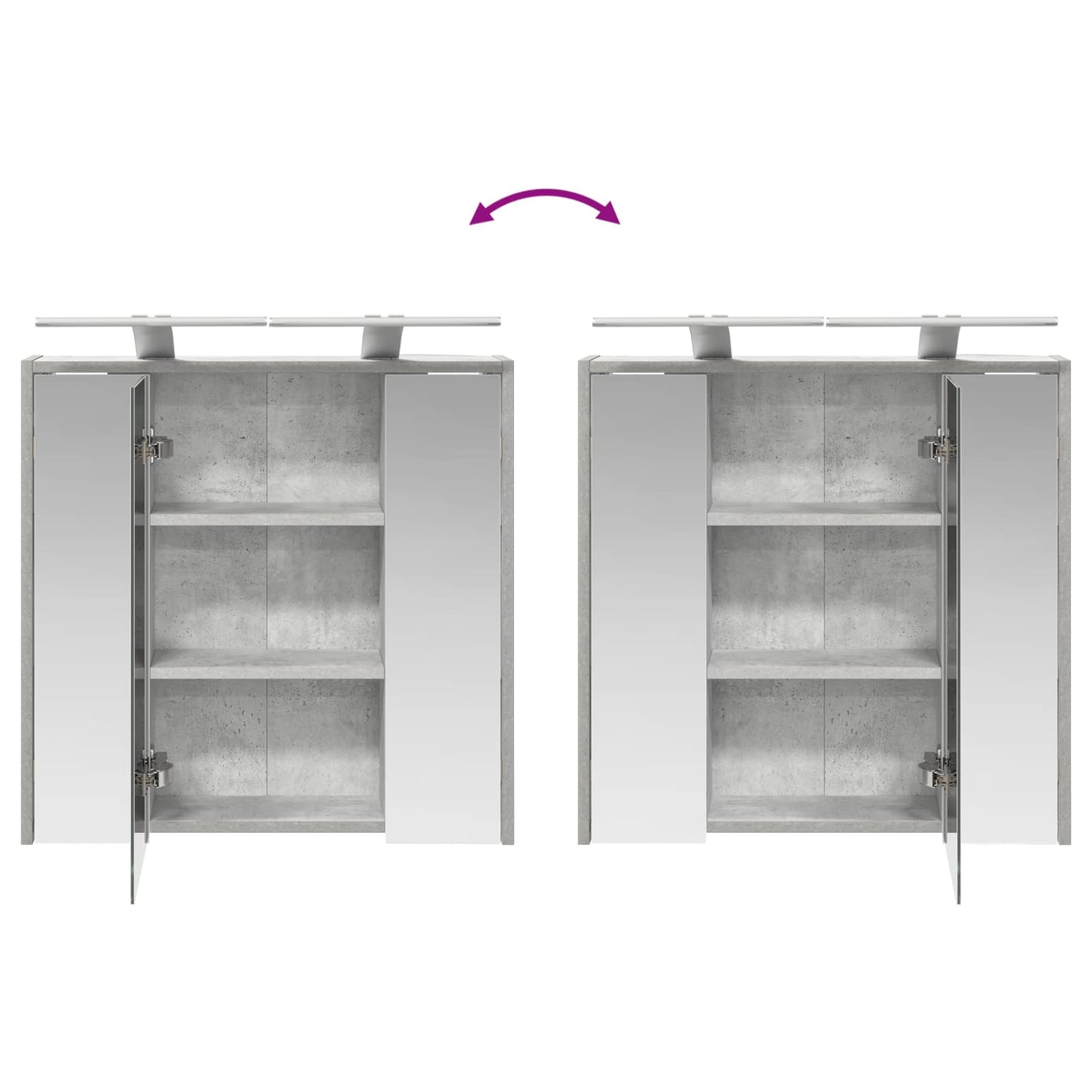 Badkamer spiegelkast Beton Grijs 63,5 x 16 x 62,5 cm