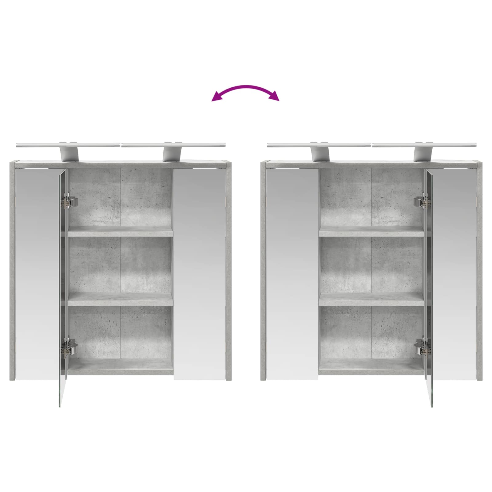 Badkamer spiegelkast Beton Grijs 63,5 x 16 x 62,5 cm