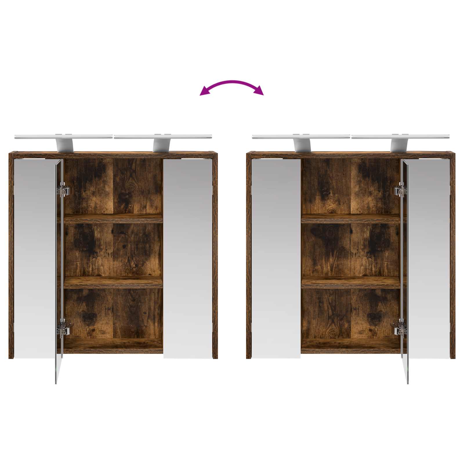 Badkamer spiegelkast Gerookt eiken 63,5 x 16 x 62,5 cm