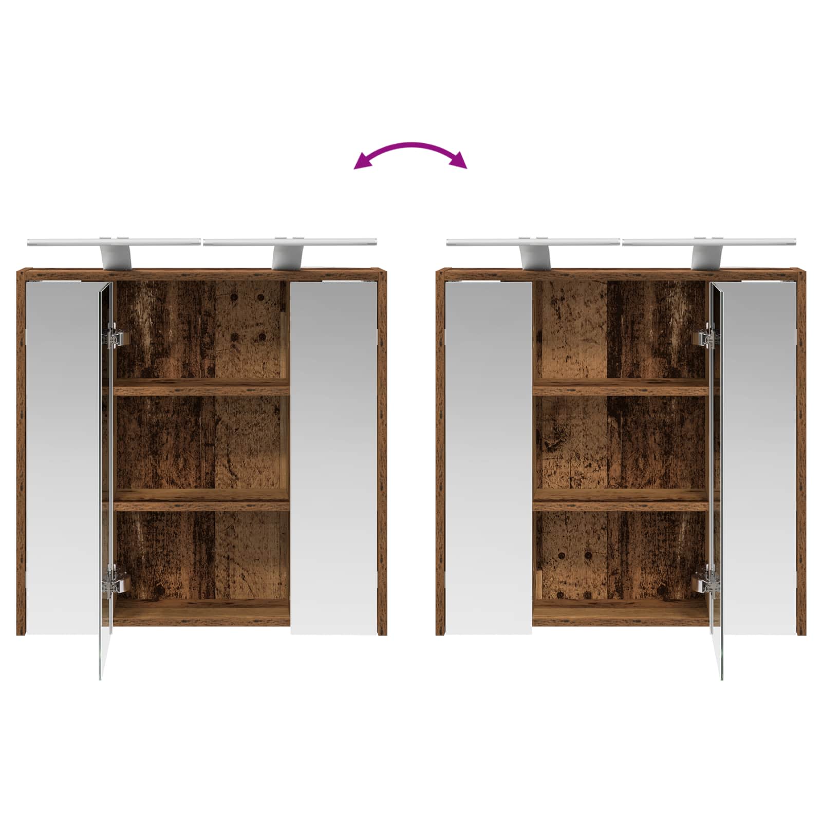 Badkamer spiegelkast Oudhout 63,5 x 16 x 62,5 cm Bewerkt hout