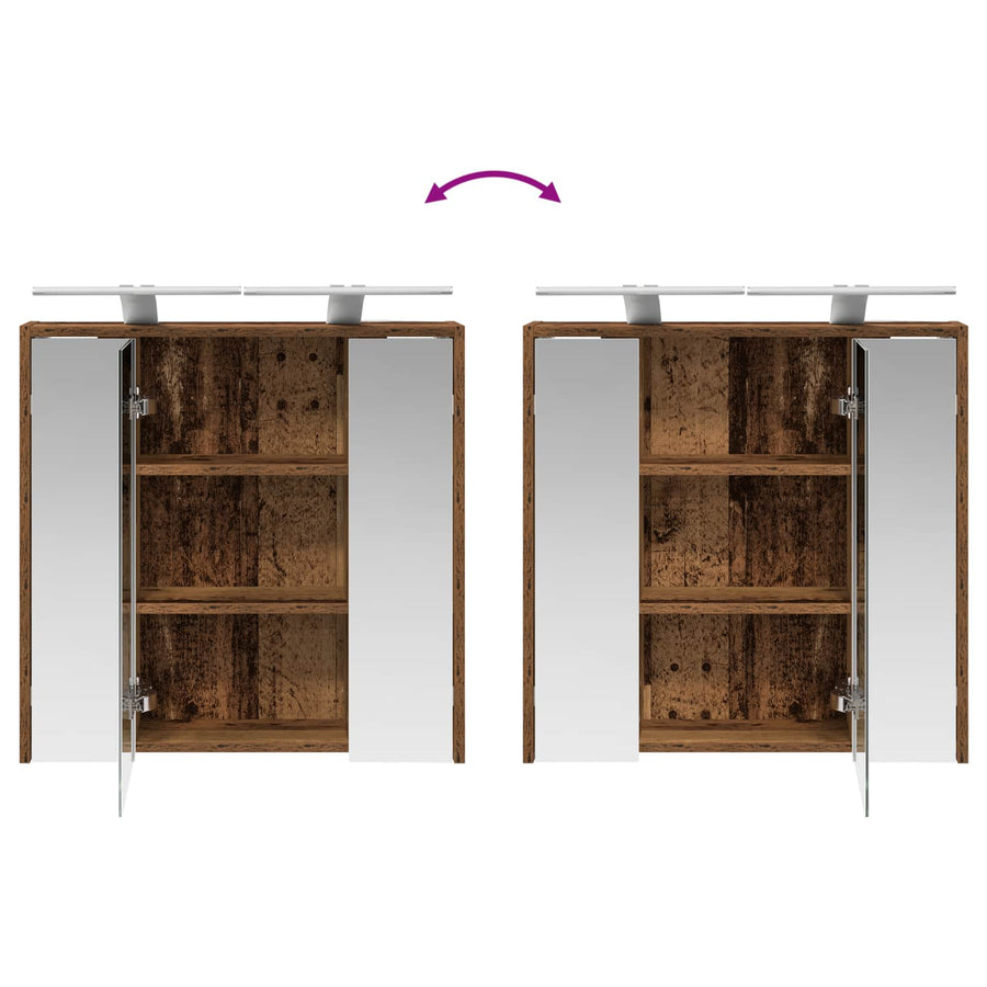 Badkamer spiegelkast Oudhout 63,5 x 16 x 62,5 cm Bewerkt hout
