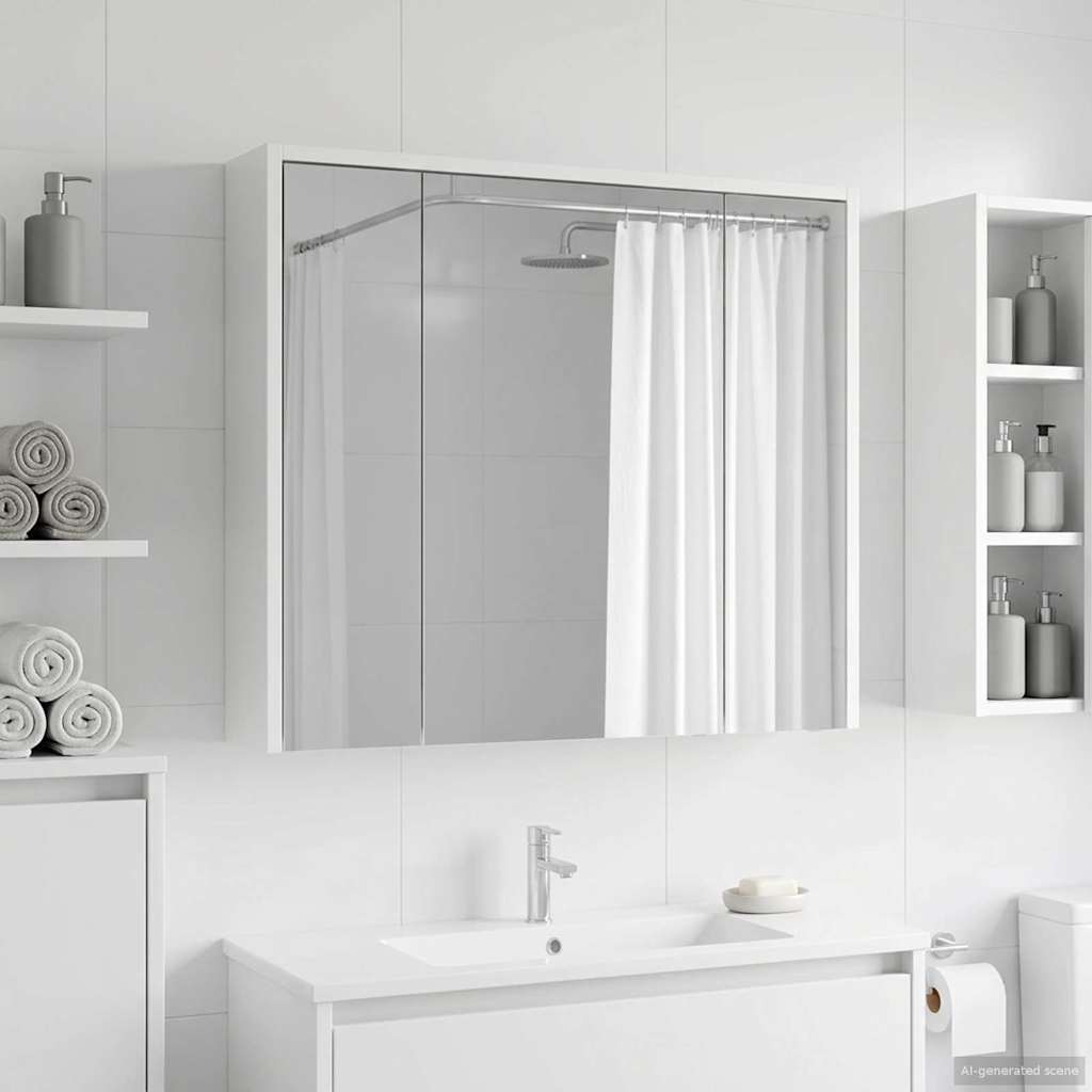 Badkamer spiegelkast voor Wit 73,5 x 16 x 62,5 cm Bewerkt hout