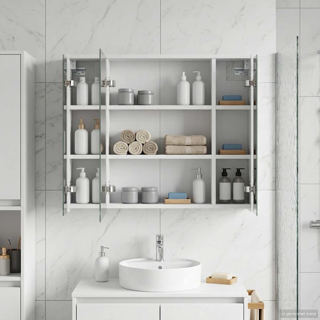 Badkamer spiegelkast voor Wit 73,5 x 16 x 62,5 cm Bewerkt hout