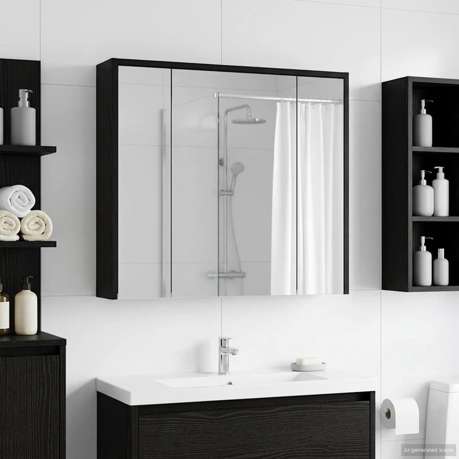 Badkamer spiegelkast Zwart Eiken 73,5 x 16 x 62,5 cm