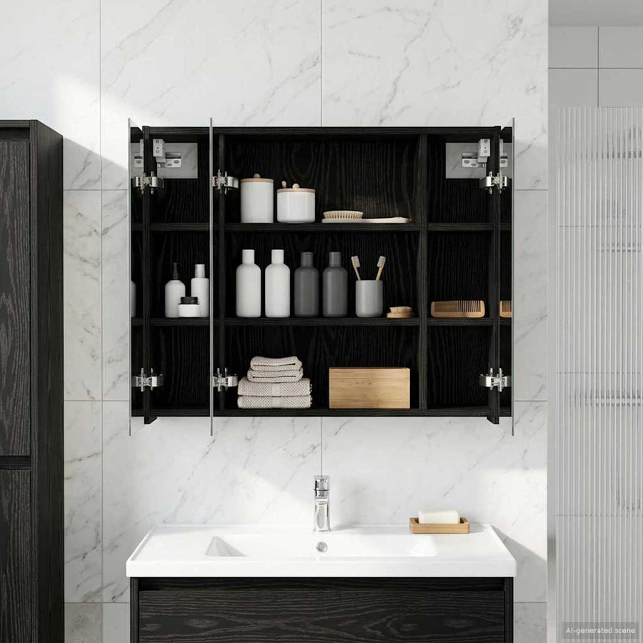 Badkamer spiegelkast Zwart Eiken 73,5 x 16 x 62,5 cm
