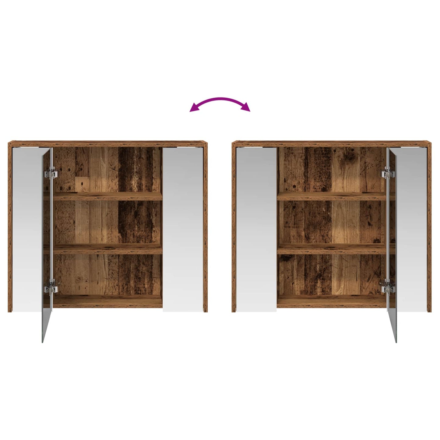 Badkamer spiegelkast Oudhout 73,5 x 16 x 62,5 cm Bewerkt hout