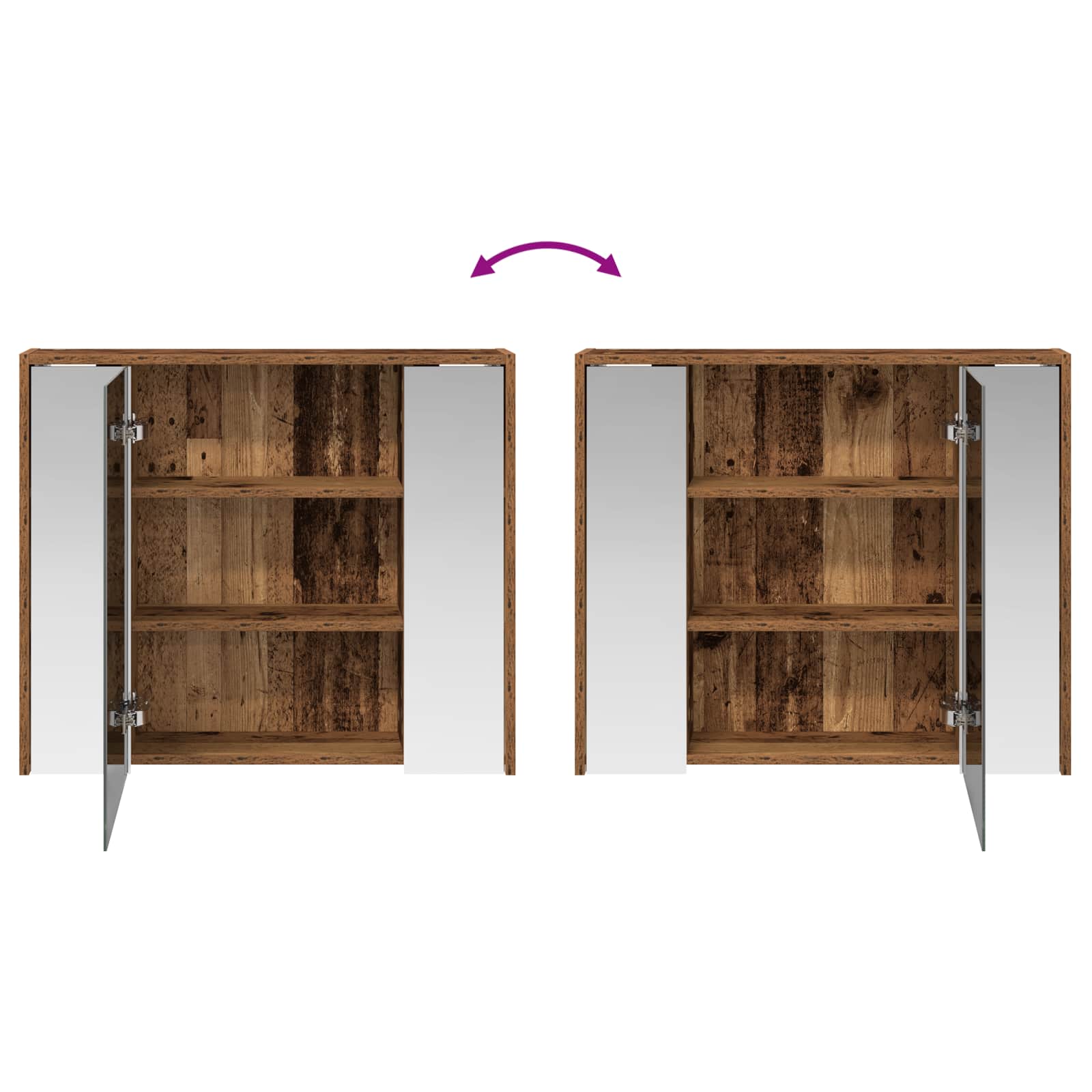 Badkamer spiegelkast Oudhout 73,5 x 16 x 62,5 cm Bewerkt hout