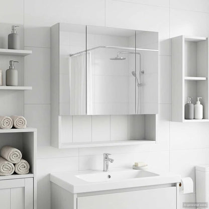 Badkamer spiegelkast Wit 60 x 14.5 x 70 cm Bewerkt hout